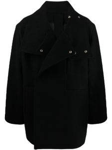 Rick Owens manteau en laine vierge à boutonnière croisée - Noir