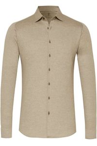 Desoto Slim Fit Jersey shirt beige, Effen