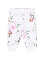 Monnalisa pantalon court en coton mélangé à fleurs - Blanc