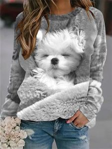 Dog Casual Loose Crew Neck Sweatshirt