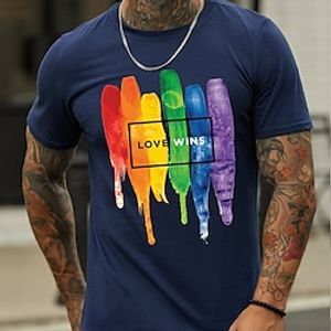 Regenboog Zwart Marineblauw Groen T-shirt Informele stijl Voor heren Grafisch Katoenmix Shirt Casual LGBT-trots Overhemd Korte mouw Comfortabel T-shirt Buiten Straat Zomer Modeontwerper kleding S M L Lightinthebox