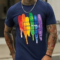 Regenboog Zwart Marineblauw Groen T-shirt Informele stijl Voor heren Grafisch Katoenmix Shirt Casual LGBT-trots Overhemd Korte mouw Comfortabel T-shirt Buiten Straat Zomer Modeontwerper kleding S M L Lightinthebox - thumbnail