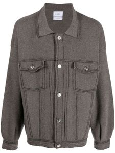 Barrie contrast-stitching denim-effect shirt jacket - Marron