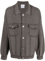 Barrie contrast-stitching denim-effect shirt jacket - Marron - thumbnail