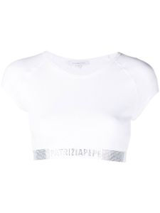 Patrizia Pepe haut crop à ornements en cristal - Blanc