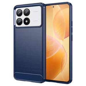 Xiaomi Redmi K70/K70 Pro/Poco F6 Pro Geborsteld TPU Hoesje - Koolstofvezel - Blauw