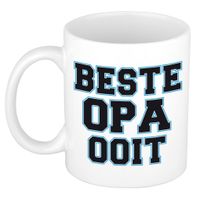 Beste opa ooit kado mok / beker wit met blauw - verjaardagscadeau - thumbnail