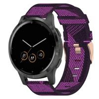 By Qubix - Compatible met Garmin Venu 3s / Vivoactive 4s / Venu 2s / Vivomove 3s / Forerunner 255s - Canvas nylon bandje - Paars - Compatible Garmin bandje