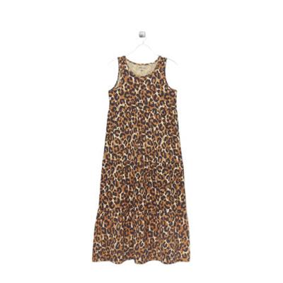 Ellos jurk Aspen met panterprint camel/zwart