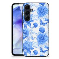 Bloemen Hoesje voor Samsung Galaxy A55 Flowers Blue - thumbnail