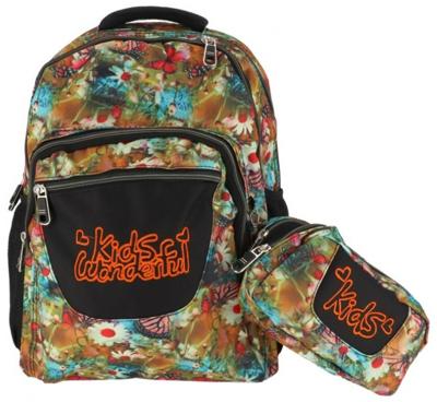 Gerimport rugzak met etui Bloemen junior 32 x 43 cm polyester Gerimport rugzak met etui Bloemen junior 32 x 43 cm polyester