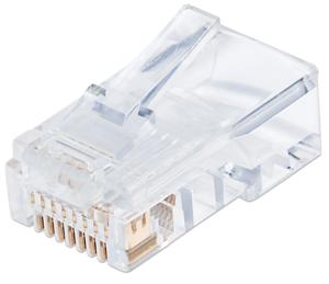 Intellinet 790512 Intellinet verpakking van 100 stuks Cat5e modulaire RJ45-stekkers Pro Line UTP 3-voudige klem voor massieve draad 100 stekkers in pot 50 μ