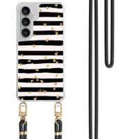Samsung Galaxy S25 FE hoesje met zwart koord - Hart streepjes
