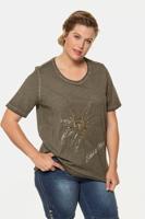 Ulla Popken T-shirt, classic, oil dyed, pailletten - Grote Maten