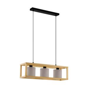 Stars of Light Houten hanglamp Granados 3-lichts met grijze kap 390108