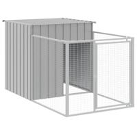 vidaXL Hondenhok met dak 110x201x110 cm gegalvaniseerd staal grijs, hondenkennel, hondenverblijf, huisdierenhok, hondenbench, dierenverblijf