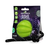Dog Comets Ball Hale-Bopp met touw – Ø6 cm - Hondenspeeltje – Hoogwaardig hondenspeelgoed – Hondenbal voor gezonder tandvlees – Natuurlijk rubber - Groen