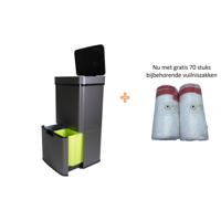4cookz® Prullenbak Afvalscheiding incl 70st vuilniszakken - Mat Grijs