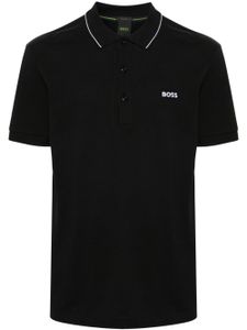 BOSS polo en coton à logo imprimé - Noir