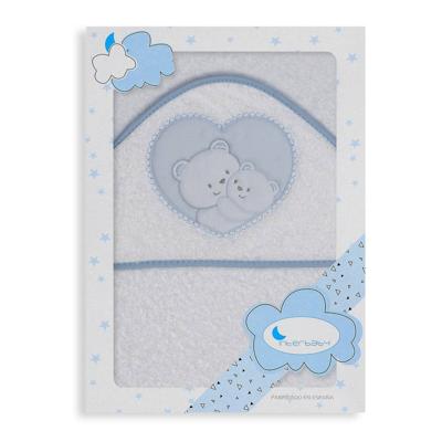 Interbaby Badcape Hartje Junior 100 Cm Katoen Wit/blauw