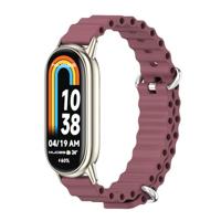 By Qubix - Ocean siliconen bandje - Wijnrood - Compatible met Xiaomi Smart Band 8 & 9 - Compatible Xiaomi bandje