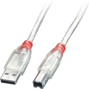 Lindy 41755 USB-kabel 5 m USB 2.0 USB A USB B Transparant