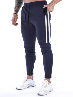 Mannen Dun Uitrekken Taille Twee-Bar Gestreept Afdrukken ZweetSport Sport Broek Mannen Dun Uitrekken Taille Twee-Bar Gestreept Afdrukken ZweetSport Sport Broek