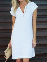 V Neck Women V-neck Daytime Solid Weaving Dress