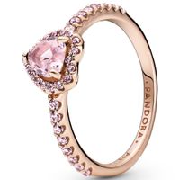 Pandora 188421C04 Ring Sparkling Elevated Heart zilver-zirconia-kristal rosekleurig-roze - thumbnail