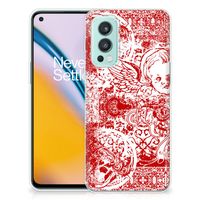 Silicone Back Case OnePlus Nord 2 5G Angel Skull Rood