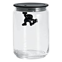 Alessi AMDR05 B glazen Gianni Jar A Little Man Holding On Tight Medium Keuken Box met hermetische deksel in Thermoplastische Hars, Zwart, 90 cl