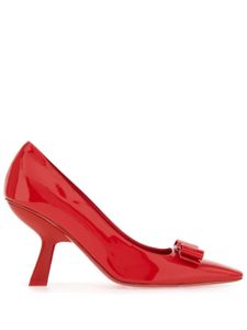 Ferragamo escarpins en cuir verni à nœud Vara 85 mm - Rouge