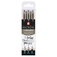 Fineliner Sakura Pigma Micron 05 set zwart & grijs 3 maten - thumbnail