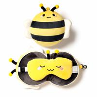 Relaxeazzz Bij knuffel/reiskussen/slaapmasker - 2-in-1 set - voor kinderen   -