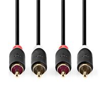 Nedis CABW24200AT05 Stereo-audiokabel 2x Rca Male 2x Rca Male Verguld 0.5 M Rond Antraciet Doos - thumbnail