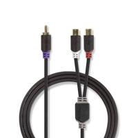 Nedis CABW24010AT02 Subwooferkabel Rca Male - 2x Rca Female 0,2 M Antraciet