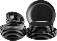 Lite-Body - Serviesset Hermes - Stoneware - 6 personen - 24 delig - Rond - zwart mat