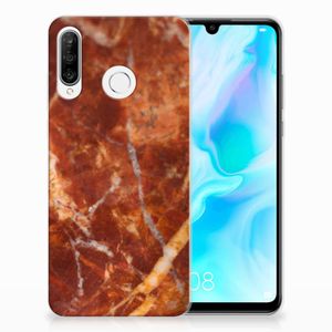 Huawei P30 Lite TPU Siliconen Hoesje Marmer Bruin