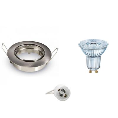 LED Spot Set - OSRAM Parathom PAR16 940 36D - GU10 Fitting - Dimbaar - Inbouw Rond - Mat Chroom - 3.7W - Natuurlijk Wit LED Spot Set - OSRAM Parathom PAR16 940 36D - GU10 Fitting - Dimbaar - Inbouw Rond - Mat Chroom - 3.7W - Natuurlijk Wit