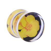 Double Flared Plug met bloemendesign Acryl Tunnels & Plugs - thumbnail