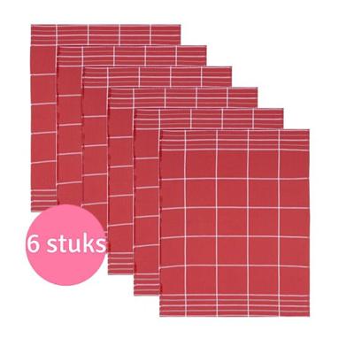 Clarysse Voordeelpakket Theedoek Timeless Rood 6 stuks