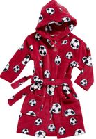 Kinderbadjassen met print-Voetbal rood-146/152