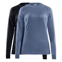 Craft Core Dry baselayer ondershirt lange mouw 2-pack zwart/flow dames M