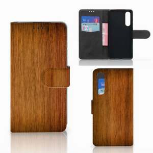 Huawei P30 Book Style Case Donker Hout