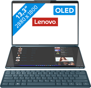 Lenovo Yoga Book 9 Hybride (2-in-1) 33,8 cm (13.3") Touchscreen 2.8K Intel® Core™ i7 i7-1355U 16 GB LPDDR5x-SDRAM 1 TB SSD Wi-Fi 6E (802.11ax) Windows 11 Home Blauwgroen