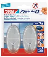 tesa POWERSTRIPS® Zelfklevende haak Large ovaal Chroom Inhoud: 2 stuk(s) - thumbnail