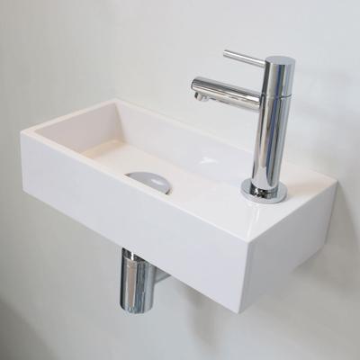 Fontein INK Versus Rechthoek Rechts 36x18x9cm Polystone Glans Wit 1 Kraangat