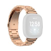 By Qubix - Compatible met Fitbit Versa 3/4 & Sense 1/2 metalen schakelbandje - Rosé goud - Compatible fitbit bandje