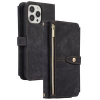 iPhone 14 Pro Max hoesje - Bookcase - Koord - Pasjeshouder - Portemonnee - Kunstleer - Zwart - thumbnail