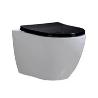 Wandcloset - Hangend Toilet Beauti Flatline Zwart - Inbouwtoilet Rimfree WC Pot
